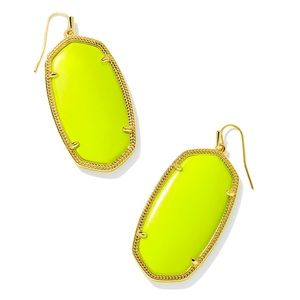 Danielle Gold Statement Earrings in Neon Yellow Magnesite